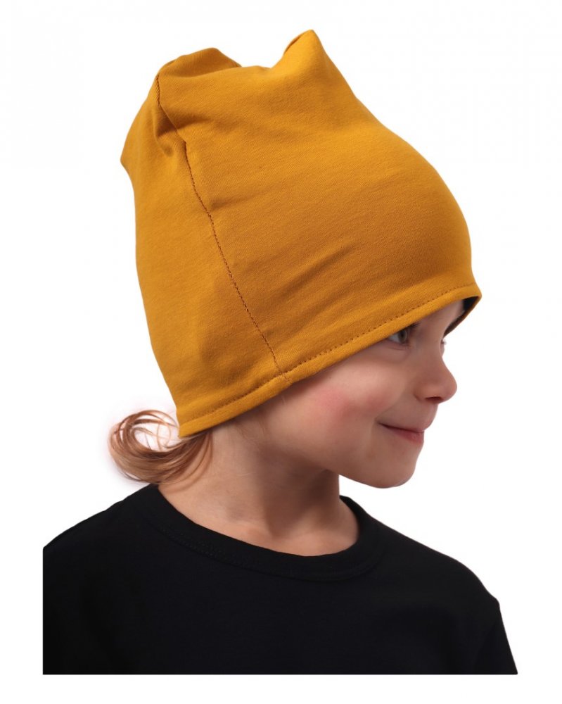 Casquette enfant en coton, réversible, noir+moutarde S (1-3 roky) – Image 4