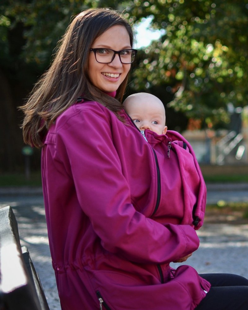 Softshell kismama és hordozó kabát Alice + kismama kabát, fukszia rózsaszínű M/L - Image 3