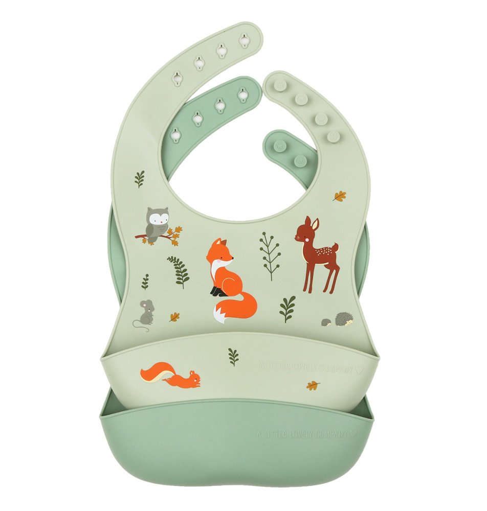 A Little Lovely Company - Set de 2 bavoirs en silicone - Les amis de la forêt