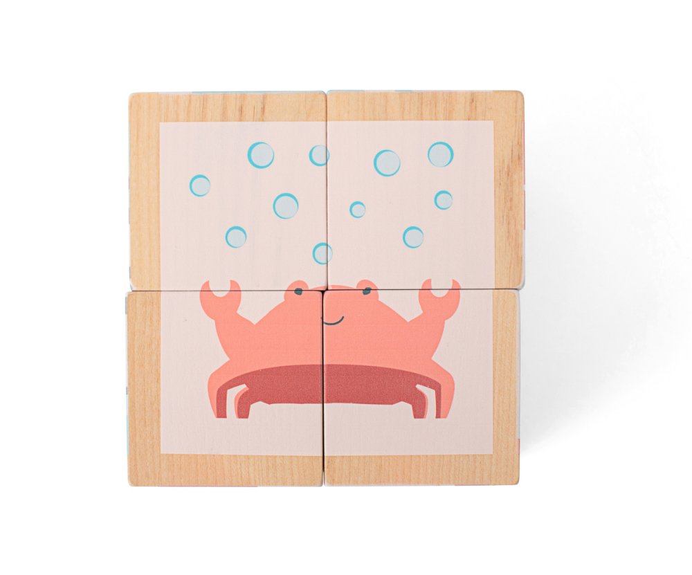 Cubetti di legno illustrati con animali - 4 pezzi - immagine 4