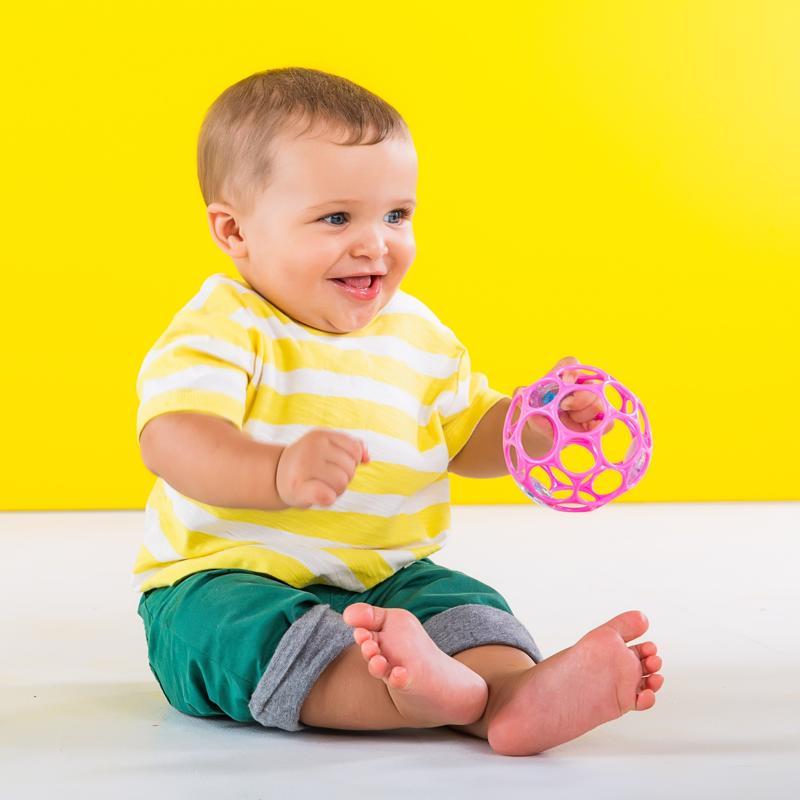 OBALL Giocattolo Oball RATTLE 10 cm rosa scuro 0m+AQUAINT Acqua detergente 100% ecologica 50 ml - immagine 5