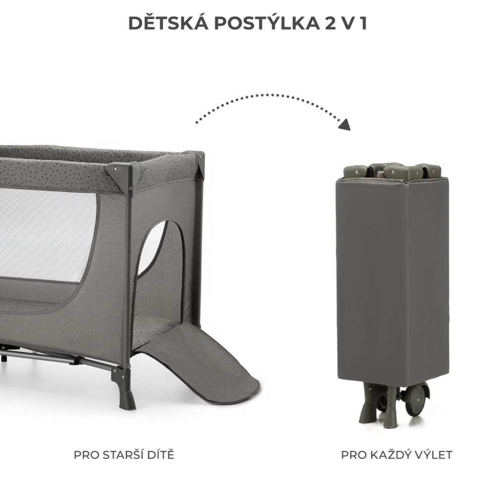 KINDERKRAFT Lettino da viaggio Joy 2 Dark grey - immagine 3