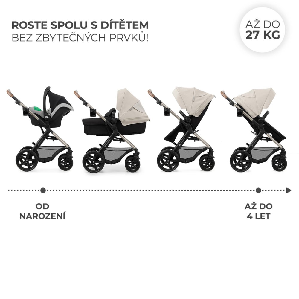 KINDERKRAFT Poussette combinée Moov 2 3en1 Moonlight Grey - roues en mousse – Image 5
