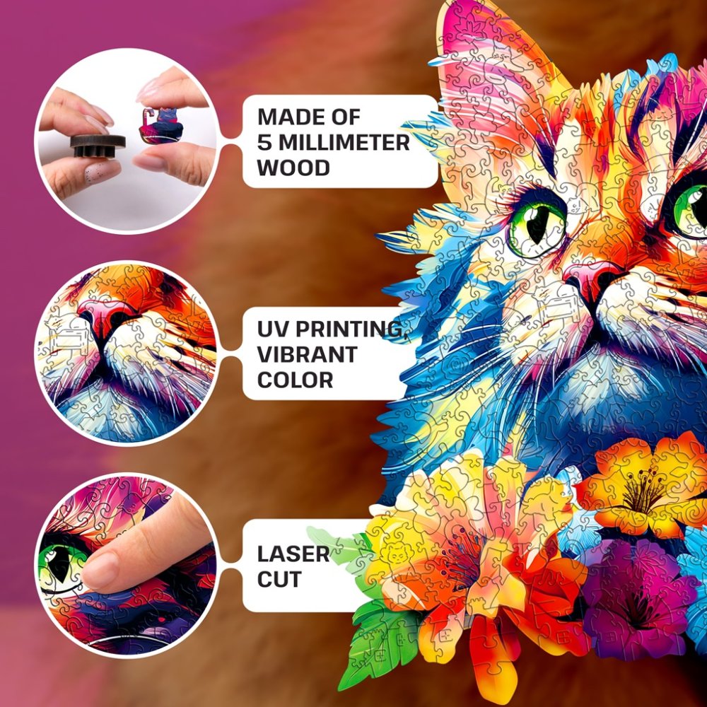 EscapeWelt Drewniane puzzle Kot 500 elementów - obrazek 2