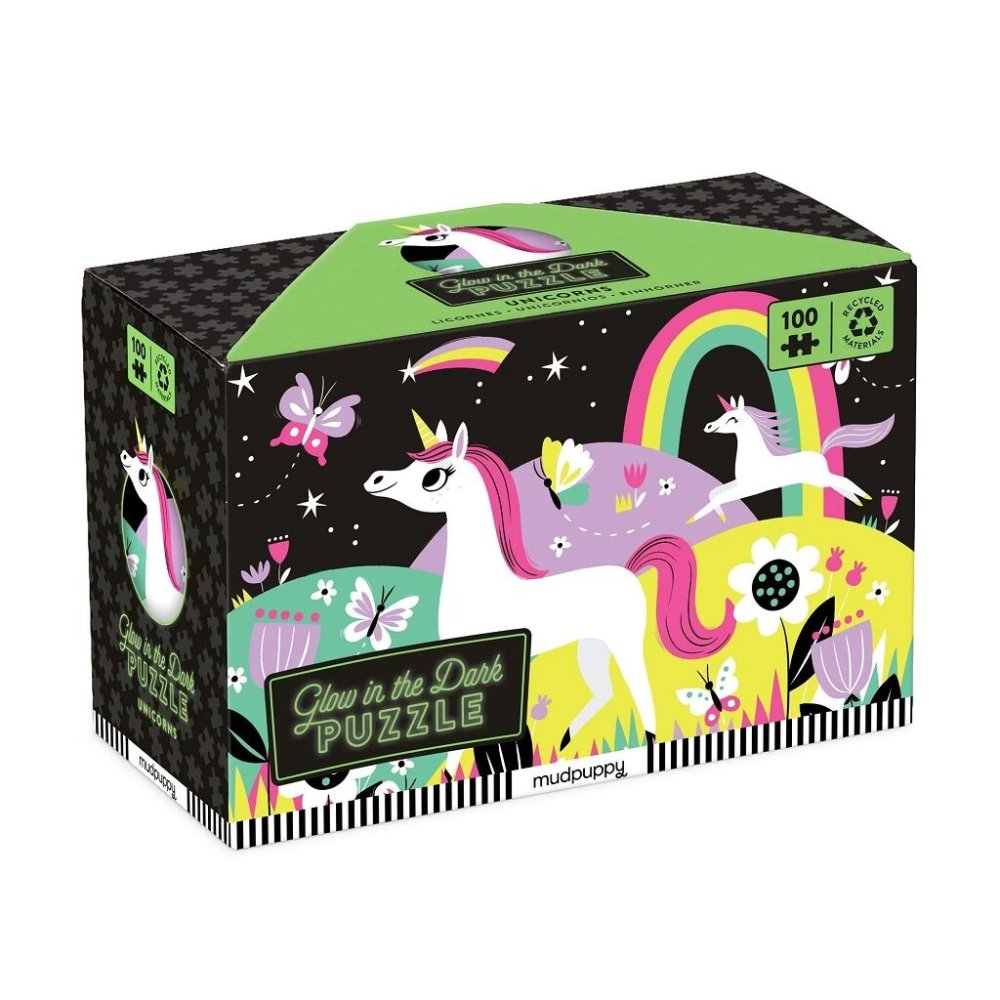 Puzzle Mudpuppy Licorne - brille dans le noir 100 pièces