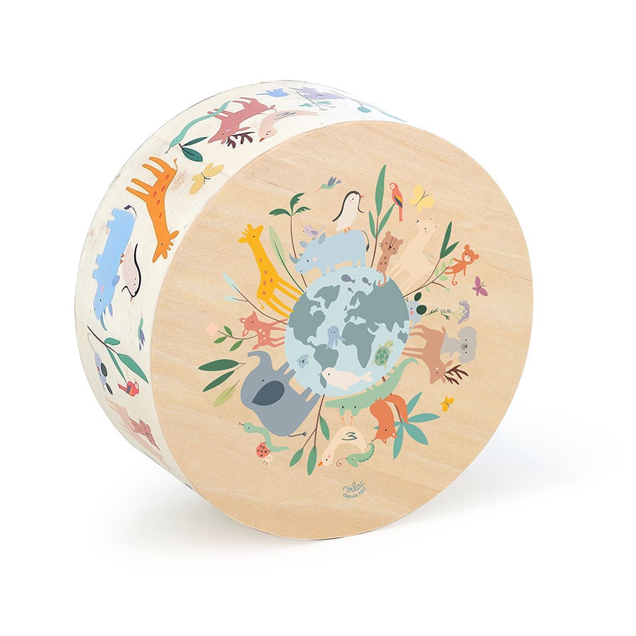 Vilac Cajón de madera Tambor Animales del mundo Sarah Betz - Imagen 4