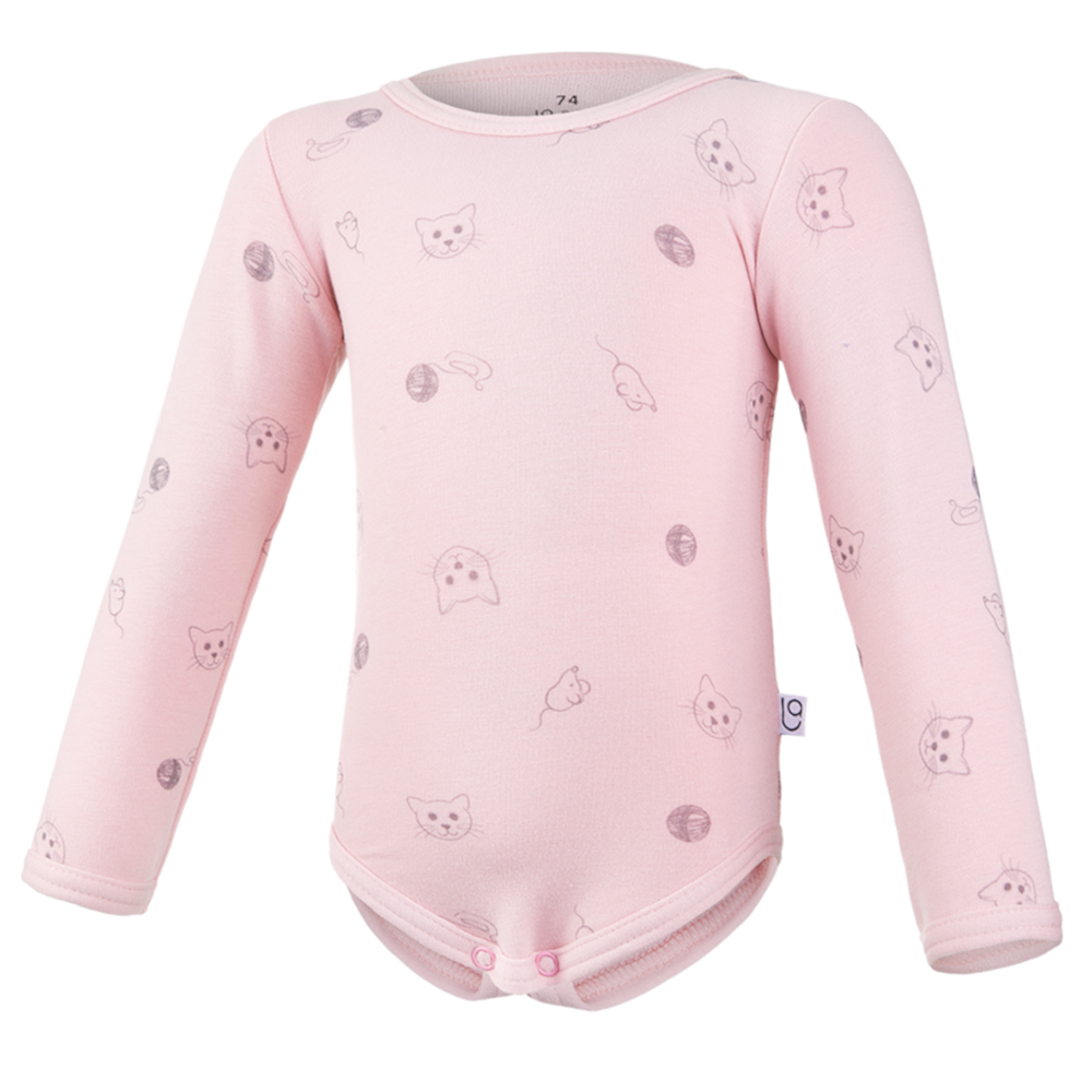 Body póló csúszda NYOMTATÁS Outlast® - világos antik rózsaszín cicák 74