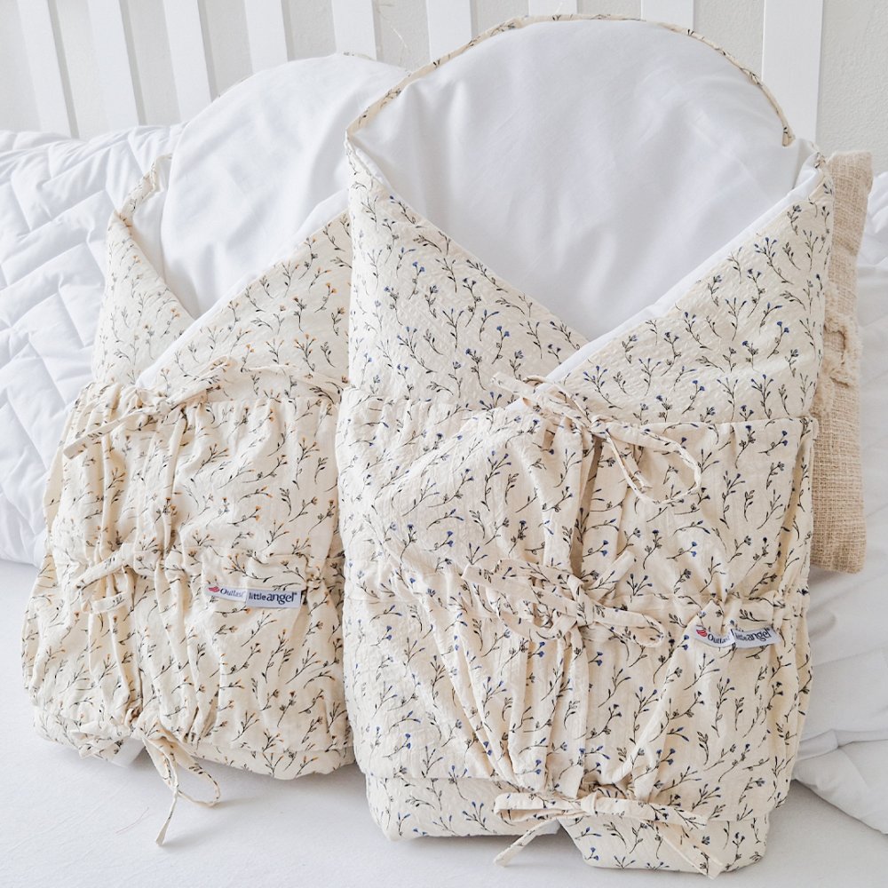 ANGEL betűzős, kemény hátú pólya - Outlast® - krémszínű, feketéskék ágacskák - Image 4