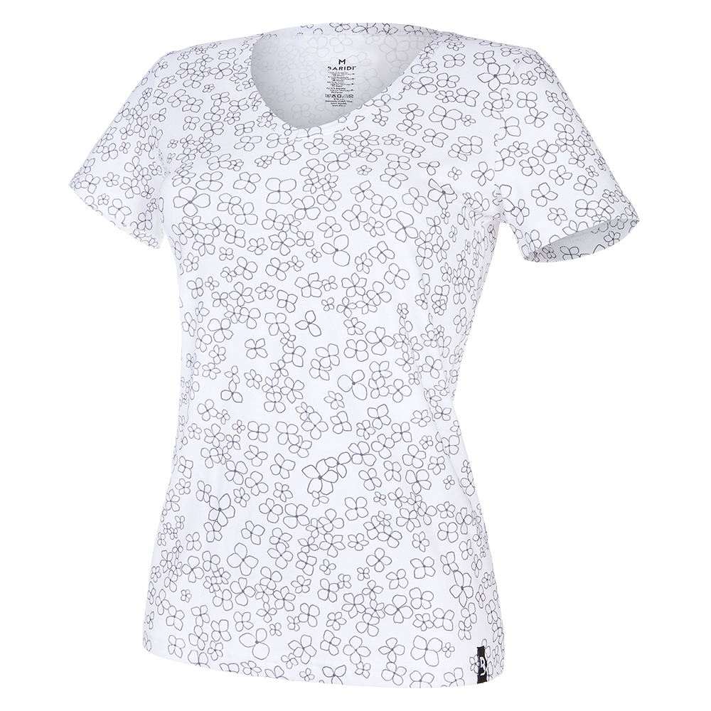 Camiseta de mujer ESTAMPADA MC fina Outlast® - blanca flores negras M