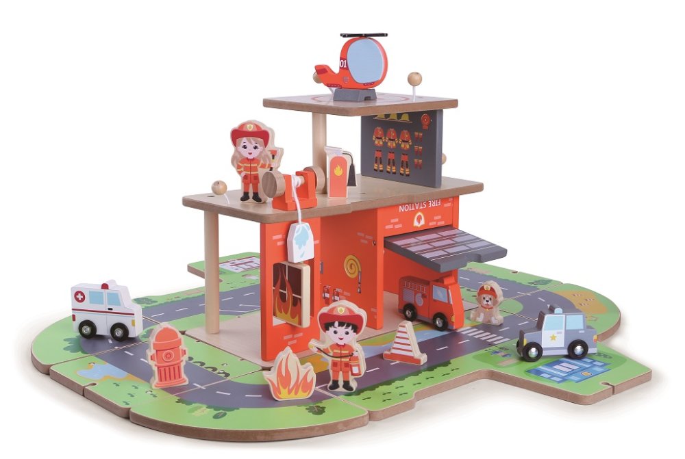 2Kids Toys Drewniana remiza strażacka 2 w 1