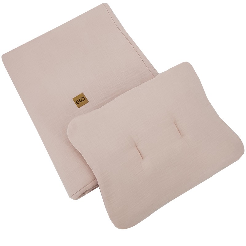 EKO Sada do postýlky 2dílná mušelínová Powder pink 30×40 cm, 75×100 cm