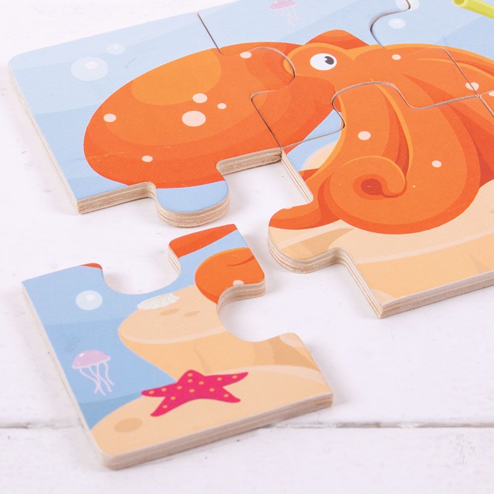 Bigjigs Toys Puzzle 3v1 mořská zvířátka (obrázek 4)