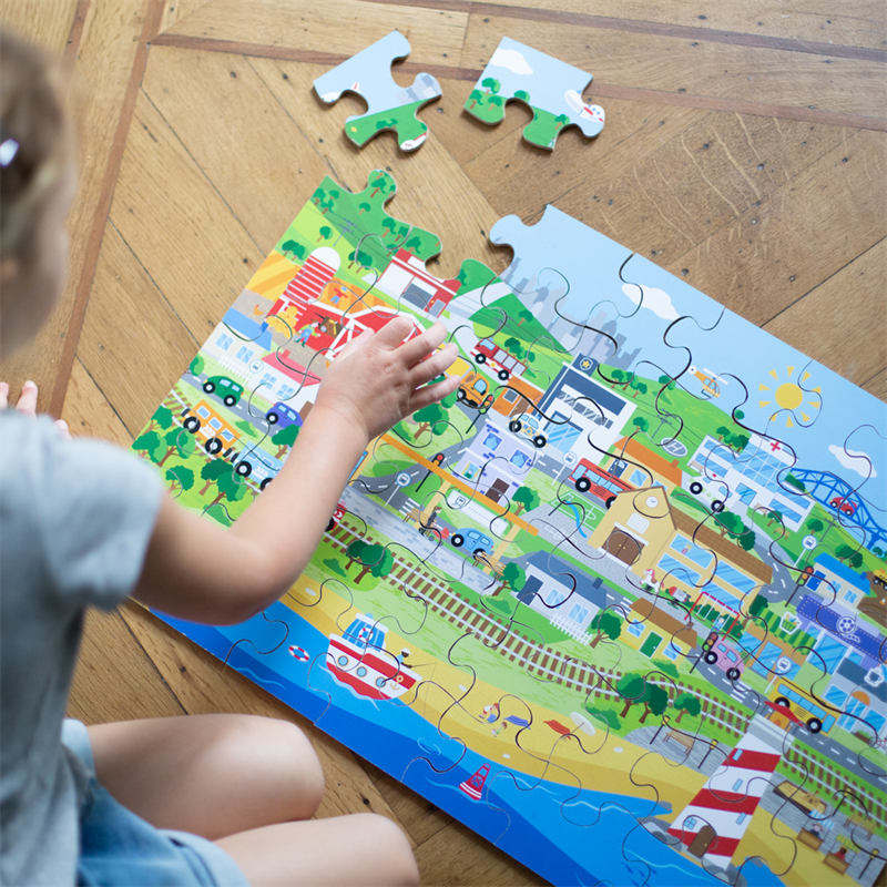 Bigjigs Toys Podlahové puzzle Město 48 dílků (obrázek 4)