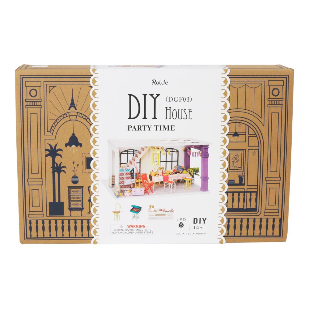 RoboTime 3D dřevěná skládačka Miniatura domečku Párty v jídelně (obrázek 3)