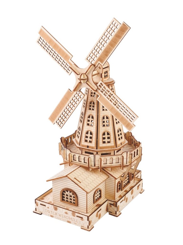 Woodcraft Dřevěné 3D puzzle Holandský větrný mlýn