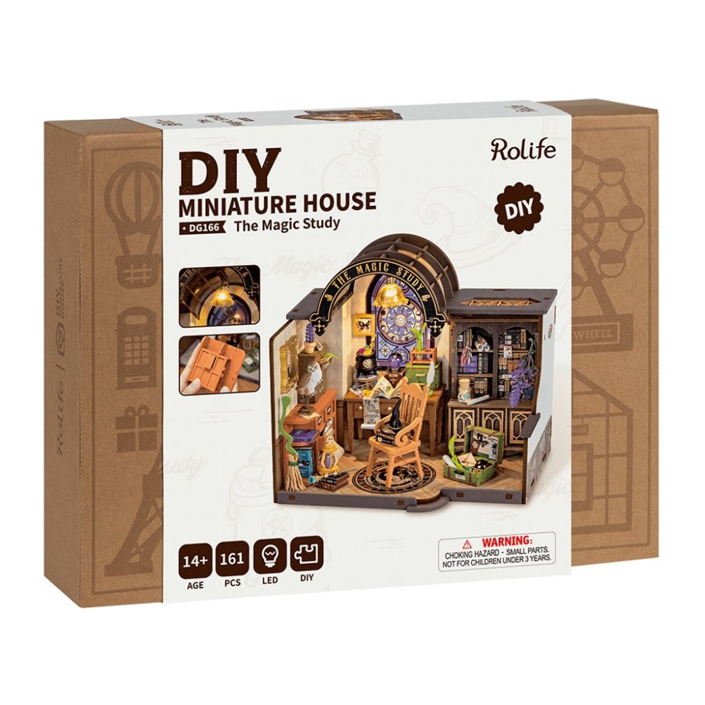 RoboTime 3D dřevěná skládačka Miniatura domečku Čarodějova pracovna (obrázek 9)