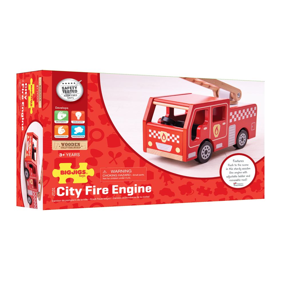 Bigjigs Toys Dřevěné hasičské auto (obrázek 3)