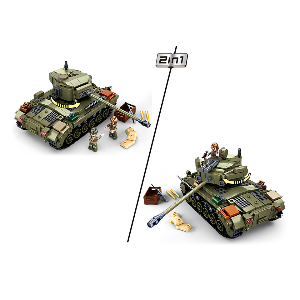 Sluban Army N38-B0860 Střední tank 2v1 a protiletecké dělo (obrázek 5)
