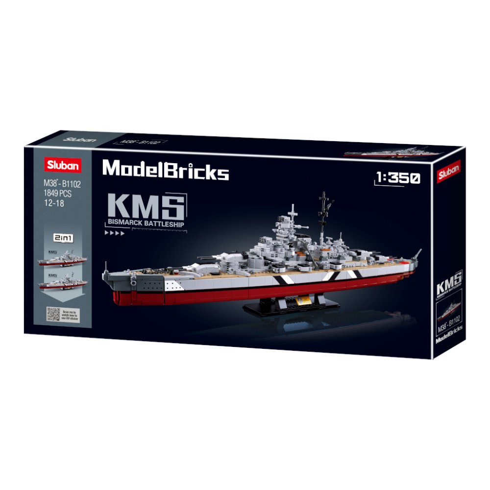 Sluban ModelBricks M38-B1102 Bitevní loď Bismarck 2v1 (obrázek 3)