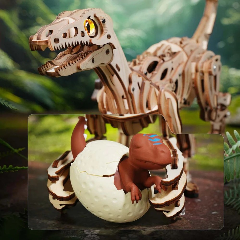 RoboTime 3D dřevěná mechanická skládačka Velociraptor (obrázek 3)