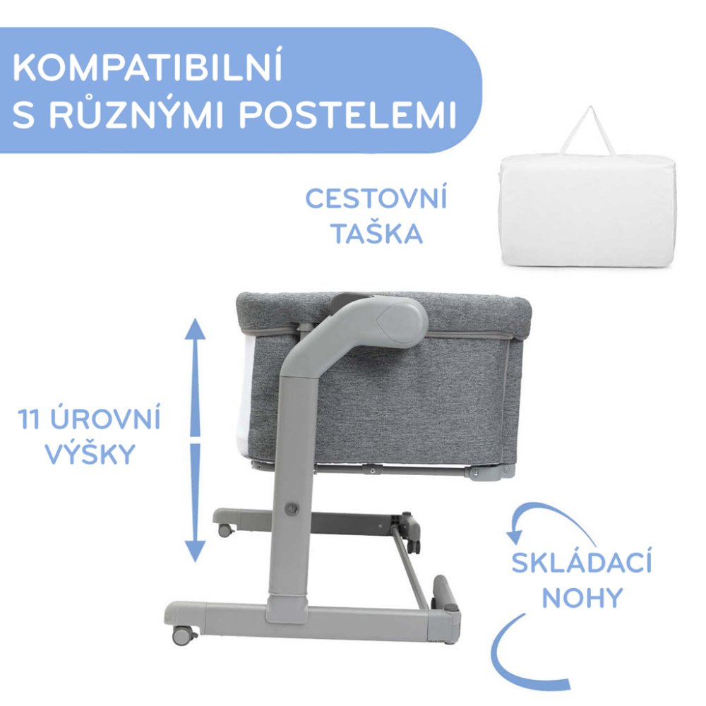 CHICCO Postýlka Next2Me Magic Evo - Dark Grey (obrázek 6)