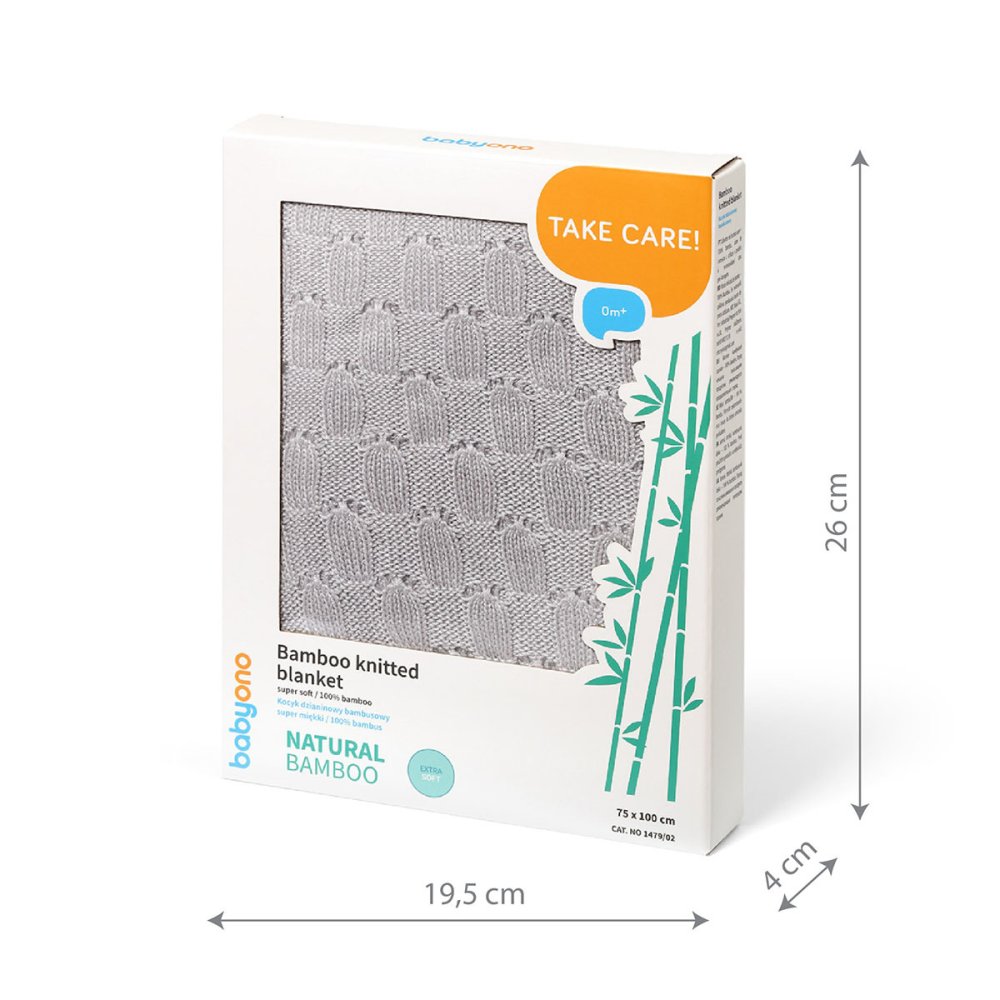 BABYONO Couverture tricotée bambou gris 75x100 cm – Image 7