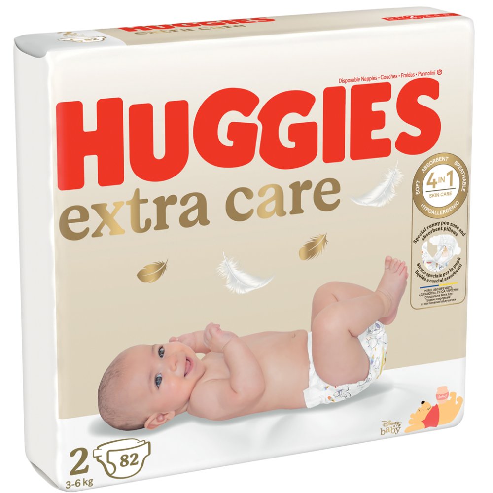 HUGGIES® Extra Care Disposable Diapers 2 (3-6 Kg) 82 Pcs