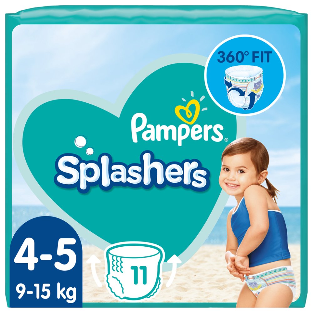 Wodoodporne Majtki Pieluszkowe PAMPERS Splashers Rozm. 4 (11 Szt.) 9-15 Kg