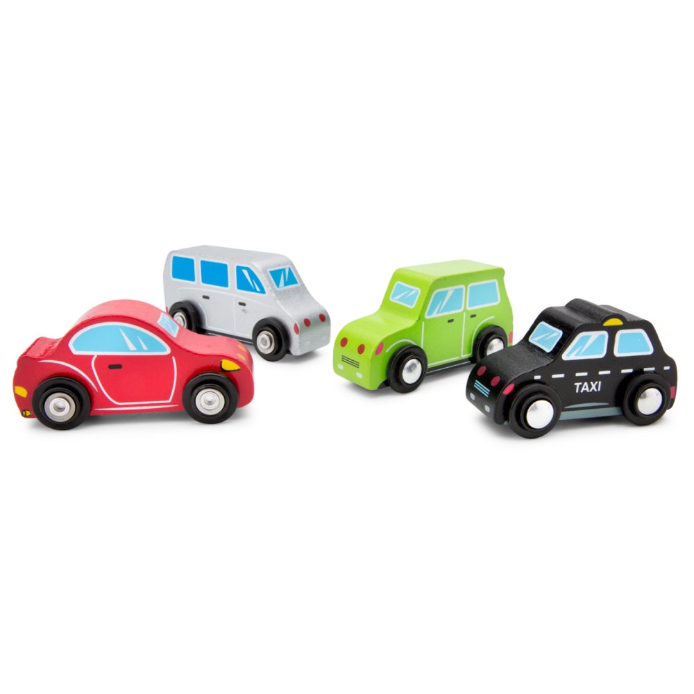 Juego De Mini Coches De Madera - 4 Piezas