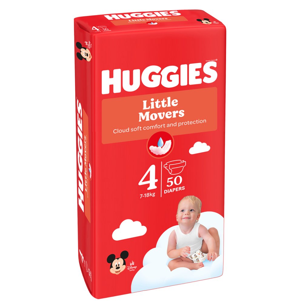 HUGGIES® Couches Jetables Little Movers 4 (7-18 Kg) 50 Pcs