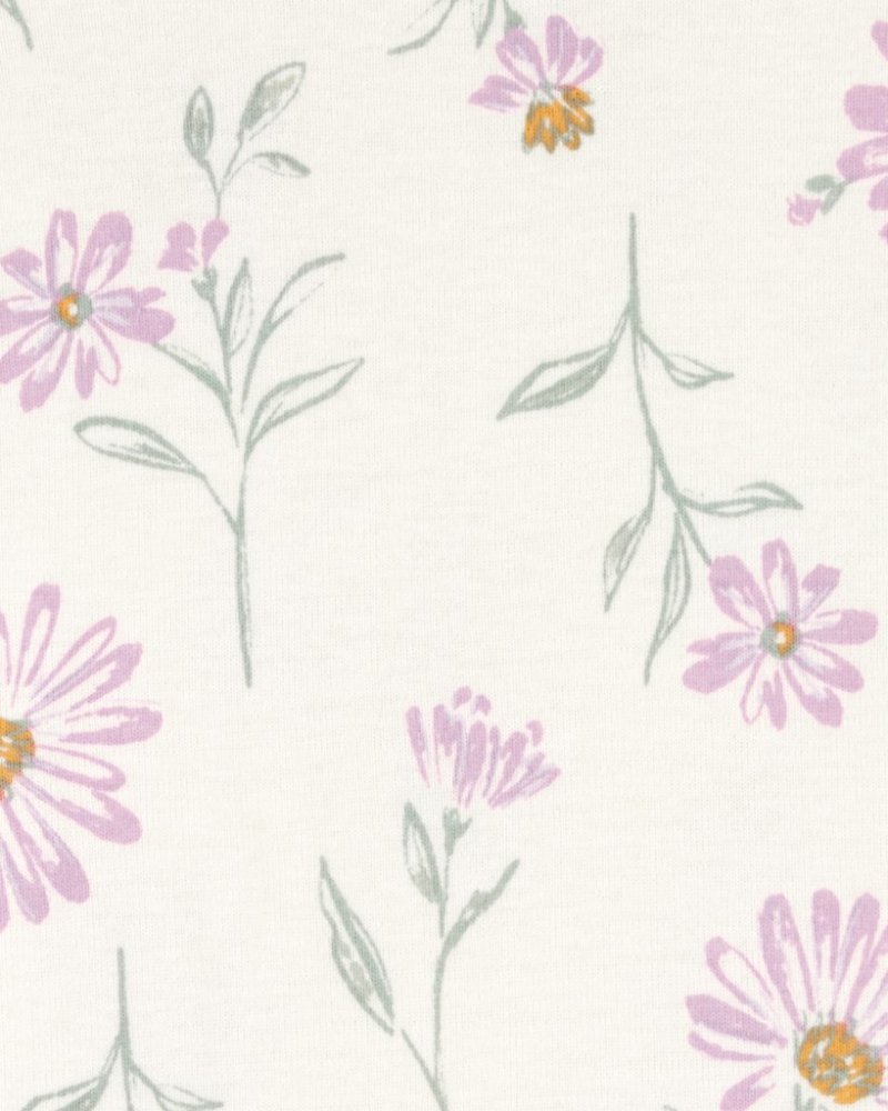 Body à manches longues CARTER'S violet/vert à fleurs pour fille, 4 pièces, 9 m/taille. 74 – Image 4