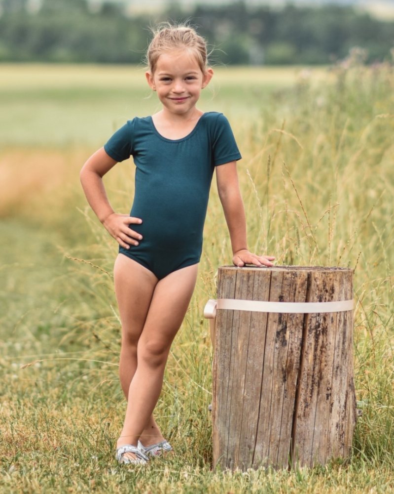 Maillot de gymnastique pour filles, vert bouteille 116