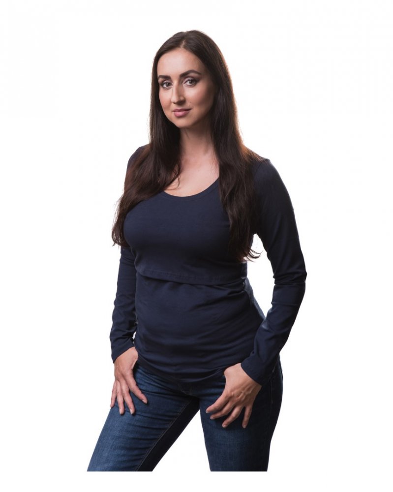 T-shirt d'allaitement Kateřina, manches longues, bleu foncé L/XL – Image 4
