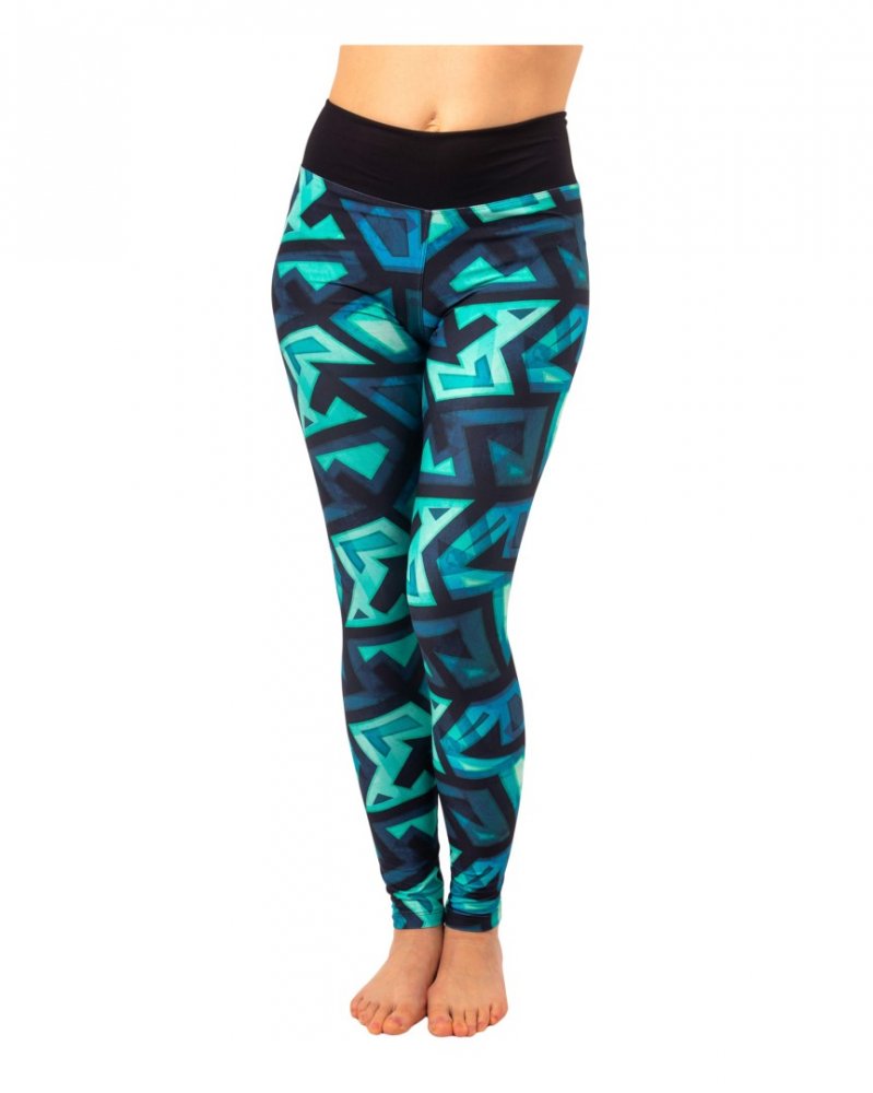 Leggings a vita alta da donna, graffiti blu XL - immagine 2