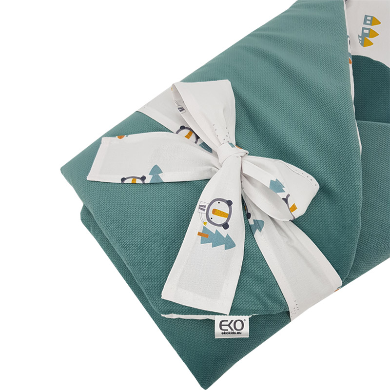 Couverture d'emmaillotage écologique en coton avec velours et intérieur en noix de coco nœud Cars 75x75cm – Image 4