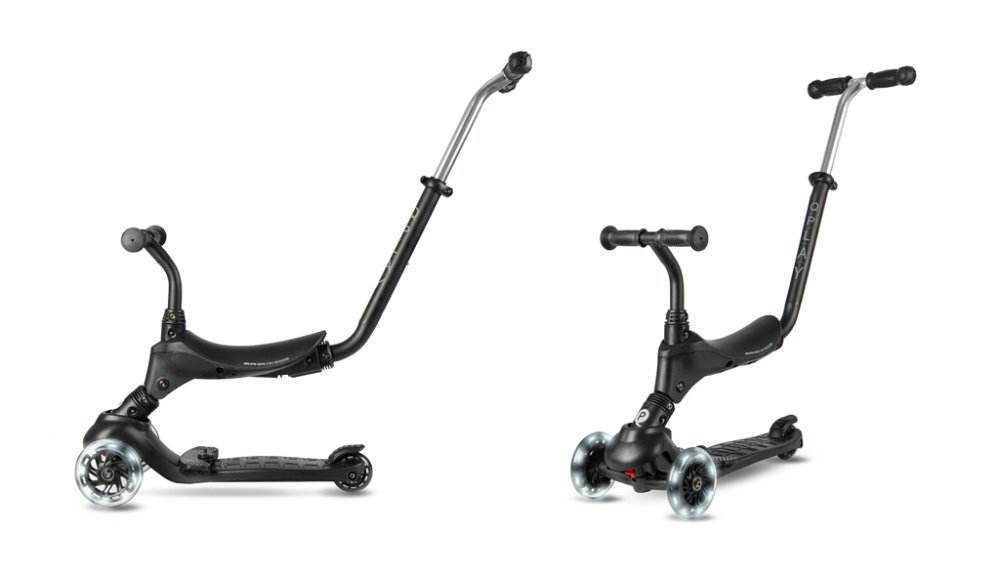 QPLAY Trottinette Sema Pro Black, 5 en 1, avec roues LED, âge 1-6 ans – Image 4