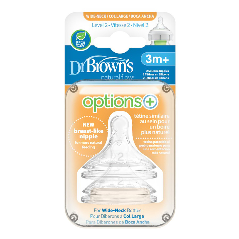 DR.BROWN'S Tettarella per biberon Options+ a collo largo 3m+, silicone 2 pz - immagine 5