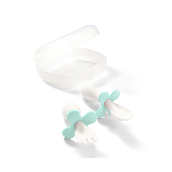 BABYONO Cucchiaio e forchetta con custodia mint 12m+