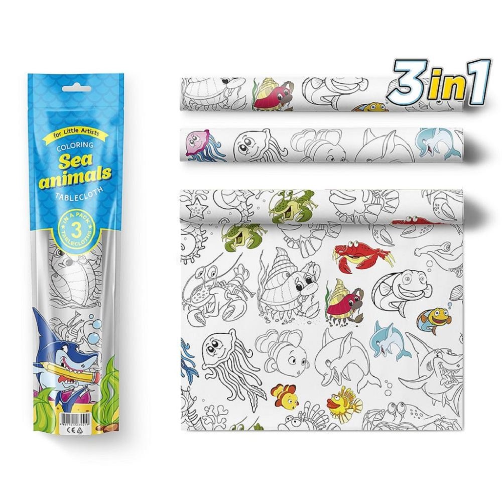 Pexi Tovaglie da colorare 3 pz - Animali marini (Sea Animals)