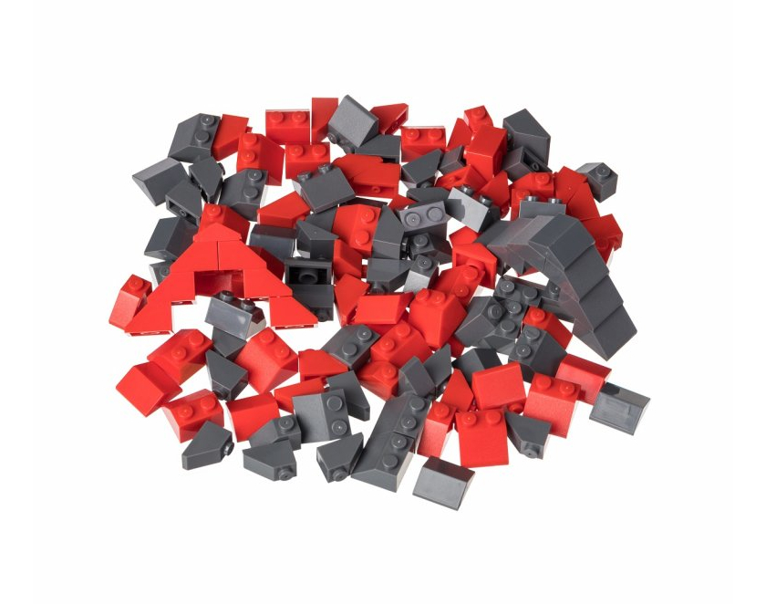 L-W Toys Set créatif éléments de toit rouge et gris foncé 120 pcs