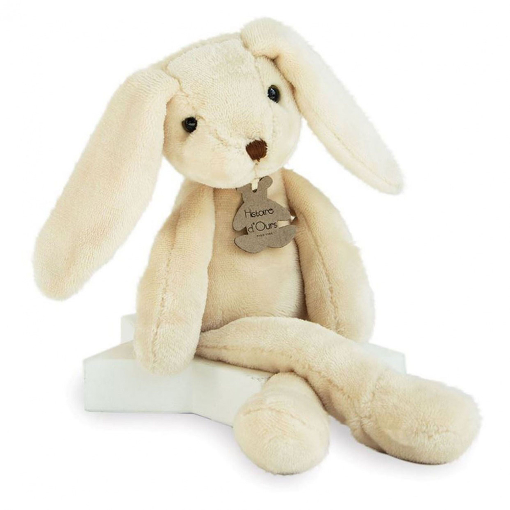 Doudou Histoire d'Ours Compagnon en peluche lapin blanc 40 cm