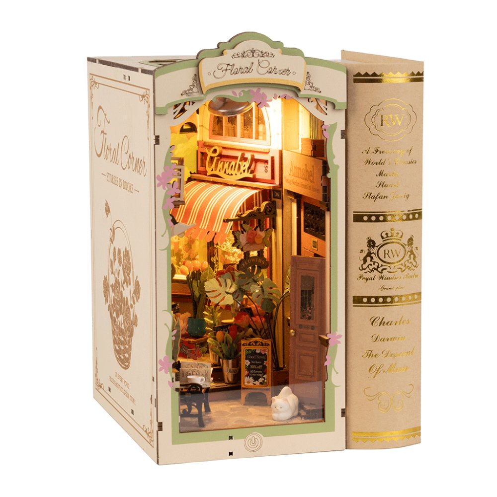 RoboTime Présentoir Butée de livre Coin fleuri