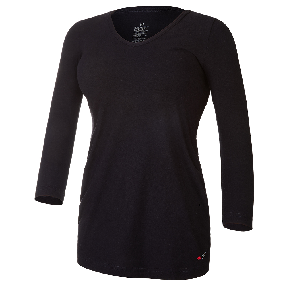 T-shirt da donna arricciata sottile a 3/4 Outlast® - nero 3XL