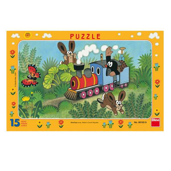 Dino Papírové puzzle Krtek a lokomotiva15 dílků