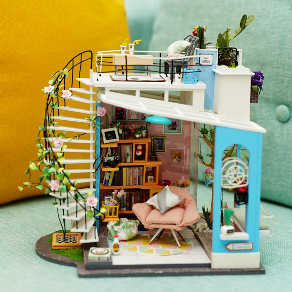 RoboTime 3D dřevěná skládačka Miniatura domečku Střešní terasa (obrázek 3)