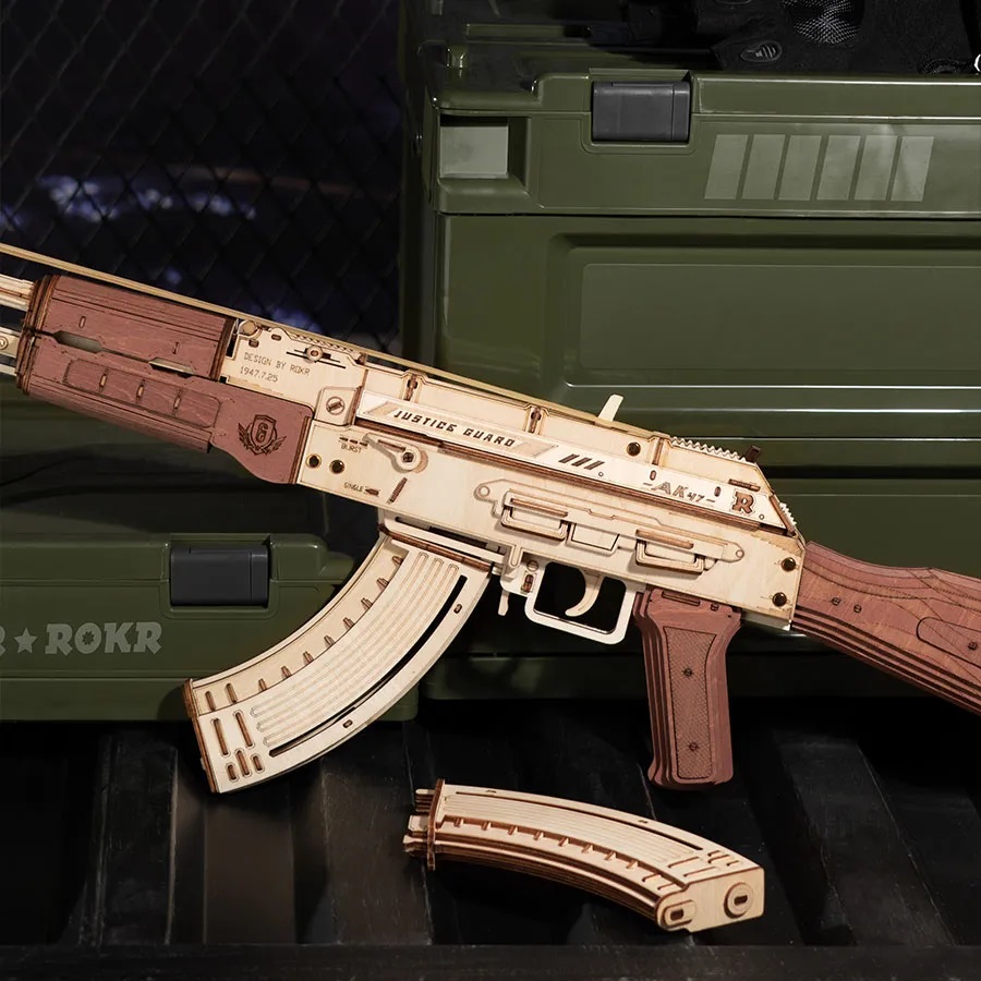 RoboTime 3D dřevěná mechanická skládačka Útočná puška AK-47 (obrázek 8)