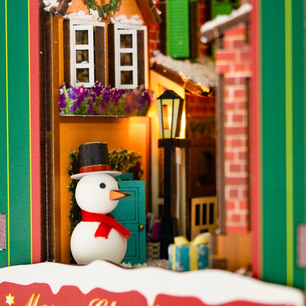 2Kids Toys 3D skládačka Zarážka na knihy Miniatura domečku Bílé Vánoce (obrázek 5)