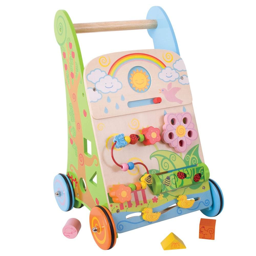 Bigjigs Baby Dřevěné aktivní chodítko Zahrada