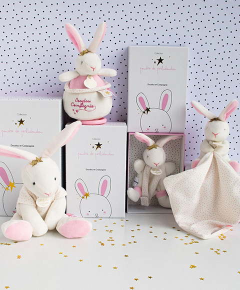 Doudou Dárková sada - Plyšový králíček s muchláčkem 10 cm ružová (obrázek 4)