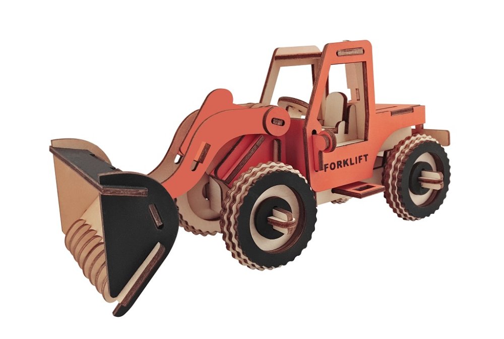 Woodcraft Dřevěné 3D puzzle oranžový Bagr